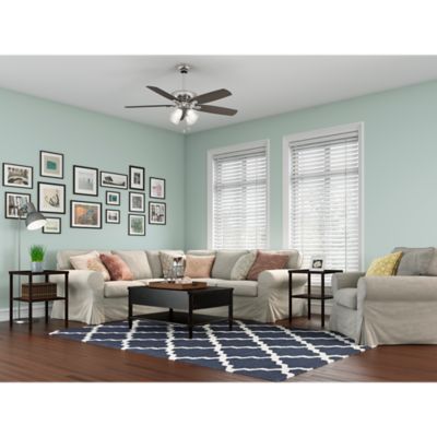Image showing  52 in. 3-Speed Indoor Amberlin Ceiling Fan with LED Light Kit and Pull Chain, Bronze