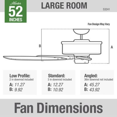 Image showing 8 th Hunter 52 in. 3-Speed Indoor Builder Ceiling Fan with Pull Chain, Brushed Nickel