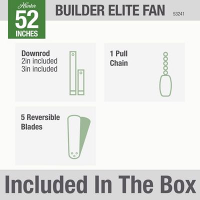 Image showing 9 th Hunter 52 in. 3-Speed Indoor Builder Ceiling Fan with Pull Chain, Brushed Nickel