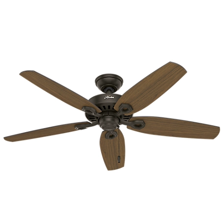 Hunter 52 in. Builder Damp-Rated Ceiling Fan with Pull Chain, Matte Black