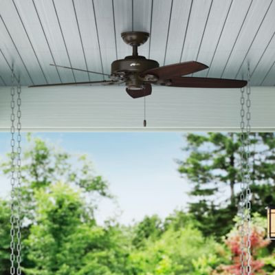 Image showing 5 th Hunter 52 in. 3-Speed Indoor/Outdoor Builder Damp-Rated Ceiling Fan with Pull Chain, Matte Black