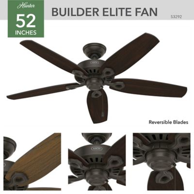Image showing 6 th Hunter 52 in. 3-Speed Indoor/Outdoor Builder Damp-Rated Ceiling Fan with Pull Chain, Matte Black