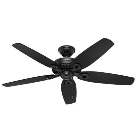 Hunter 52 in. Builder Damp-Rated Ceiling Fan with Pull Chain, Matte Black