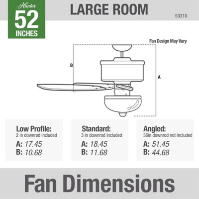 Image showing 6 th Hunter 52 in. 3-Speed Indoor Newsome Ceiling Fan with LED Light Kit and Pull Chain, Brushed Nickel, 53311