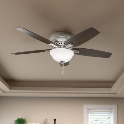 Image showing 5 th Hunter 52 in. 3-Speed Newsome Indoor Low-Profile Ceiling Fan with LED Light Kit with Pull Chain, Bronze