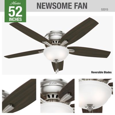 Image showing 6 th Hunter 52 in. 3-Speed Newsome Indoor Low-Profile Ceiling Fan with LED Light Kit with Pull Chain, Bronze