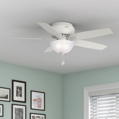 Image showing 5 th Hunter 52 in. 3-Speed Newsome Indoor Low-Profile Ceiling Fan with LED Light Kit with Pull Chain, Bronze