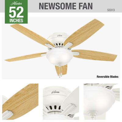 Image showing 6 th Hunter 52 in. 3-Speed Newsome Indoor Low-Profile Ceiling Fan with LED Light Kit with Pull Chain, Bronze