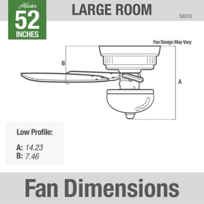 Image showing 8 th Hunter 52 in. 3-Speed Newsome Indoor Low-Profile Ceiling Fan with LED Light Kit with Pull Chain, Bronze