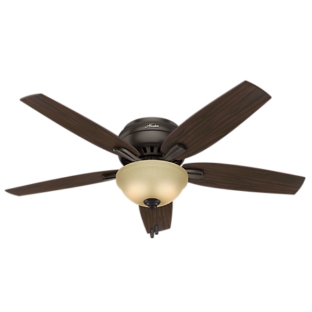 Hunter 52 in. Newsome Low-Profile Ceiling Fan with LED Light Kit and Pull Chain, Bronze