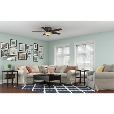 Image showing  52 in. 3-Speed Newsome Indoor Low-Profile Ceiling Fan with LED Light Kit with Pull Chain, Bronze