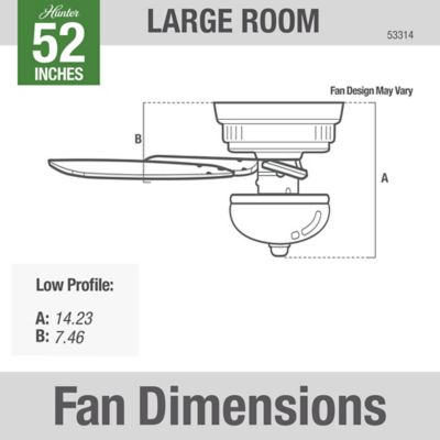 Image showing 7 th Hunter 52 in. 3-Speed Newsome Indoor Low-Profile Ceiling Fan with LED Light Kit with Pull Chain, Bronze