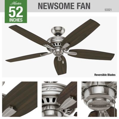 Image showing 6 th Hunter 52 in. 3-Speed Indoor Newsome Ceiling Fan and Pull Chain, Fresh White