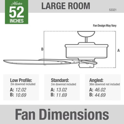 Image showing 7 th Hunter 52 in. 3-Speed Indoor Newsome Ceiling Fan and Pull Chain, Fresh White