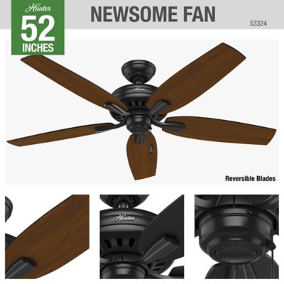 Image showing 6 th Hunter 52 in. 3-Speed Indoor/Outdoor Newsome Damp-Rated Ceiling Fan with Pull Chain