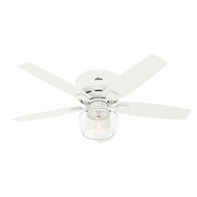 Hunter 52 in. Bennett Low-Profile Ceiling Fan with LED Light Kit and Handheld Remote, Brushed Nickel