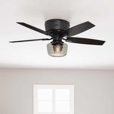 Image showing 5 th Hunter 52 in. 3-Speed Indoor Bennett Low-Profile Ceiling Fan with LED Light Kit and Handheld Remote, Brushed Nickel