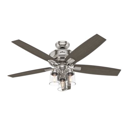 Hunter 52 in. 3-Speed Indoor Bennett Ceiling Fan with LED Light Kit and Handheld Remote, Brushed Nickel