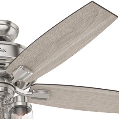 Image showing  52 in. 3-Speed Indoor Bennett Ceiling Fan with LED Light Kit and Handheld Remote, Brushed Nickel