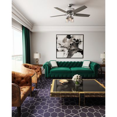 Image showing  52 in. 3-Speed Indoor Bennett Ceiling Fan with LED Light Kit and Handheld Remote, Brushed Nickel