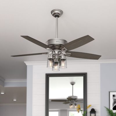 Image showing 5 th Hunter 52 in. 3-Speed Indoor Bennett Ceiling Fan with LED Light Kit and Handheld Remote, Brushed Nickel
