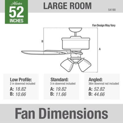 Image showing 8 th Hunter 52 in. 3-Speed Indoor Bennett Ceiling Fan with LED Light Kit and Handheld Remote, Brushed Nickel