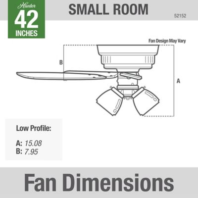 Image showing 8 th Hunter 42 in. 3-Speed Indoor Crestfield Low-Profile Ceiling Fan with LED Light Kit and Pull Chain, Bronze