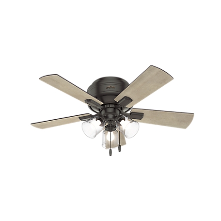 Hunter 42 in. Crestfield Low-Profile Ceiling Fan with LED Light Kit and Pull Chain, Bronze