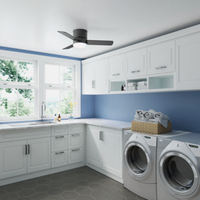 Image showing 4 th Hunter 44 in. 3-Speed Indoor Minimus Low-Profile Ceiling Fan with LED Light Kit and Handheld Remote, Fresh White