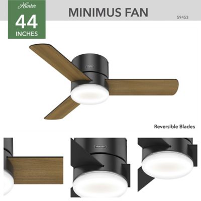 Image showing 6 th Hunter 44 in. 3-Speed Indoor Minimus Low-Profile Ceiling Fan with LED Light Kit and Handheld Remote, Fresh White