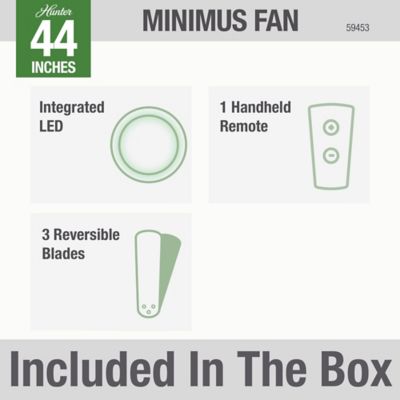 Image showing 9 th Hunter 44 in. 3-Speed Indoor Minimus Low-Profile Ceiling Fan with LED Light Kit and Handheld Remote, Fresh White