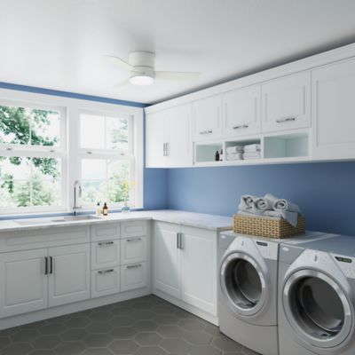 Image showing  44 in. 3-Speed Indoor Minimus Low-Profile Ceiling Fan with LED Light Kit and Handheld Remote, Fresh White