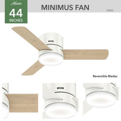 Image showing 6 th Hunter 44 in. 3-Speed Indoor Minimus Low-Profile Ceiling Fan with LED Light Kit and Handheld Remote, Fresh White