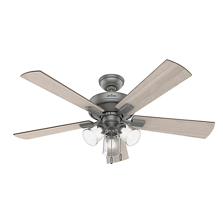 Hunter 52 in. Crestfield Ceiling Fan with LED Light Kit and Pull Chain, Brushed Nickel
