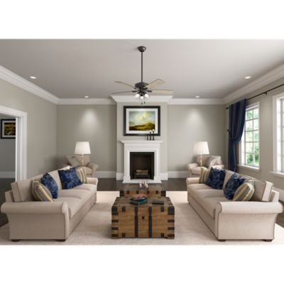 Image showing  52 in. 3-Speed Indoor Crestfield Ceiling Fan with LED Light Kit and Pull Chain, Brushed Nickel