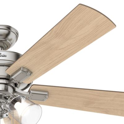 Image showing  52 in. 3-Speed Indoor Crestfield Ceiling Fan with LED Light Kit and Pull Chain, Brushed Nickel