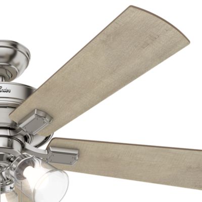 Image showing  52 in. 3-Speed Indoor Crestfield Ceiling Fan with LED Light Kit and Pull Chain, Brushed Nickel