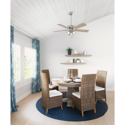 Image showing  52 in. 3-Speed Indoor Crestfield Ceiling Fan with LED Light Kit and Pull Chain, Brushed Nickel