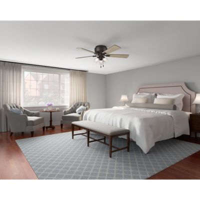 Image showing  52 in. 3-Speed Indoor Crestfield Low-Profile Ceiling Fan with LED Light Kit and Pull Chain, Brushed Nickel