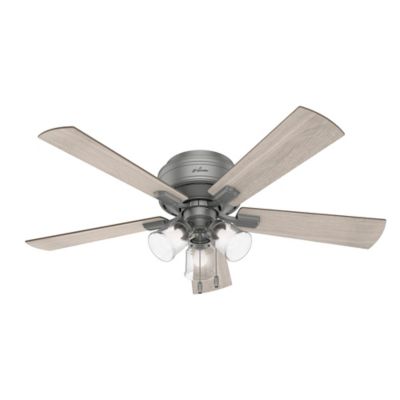 Hunter 52 in. 3-Speed Indoor Crestfield Low-Profile Ceiling Fan with LED Light Kit and Pull Chain, Brushed Nickel