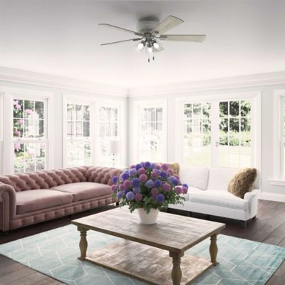 Image showing  52 in. 3-Speed Indoor Crestfield Low-Profile Ceiling Fan with LED Light Kit and Pull Chain, Brushed Nickel