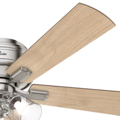 Image showing  52 in. 3-Speed Indoor Crestfield Low-Profile Ceiling Fan with LED Light Kit and Pull Chain, Brushed Nickel