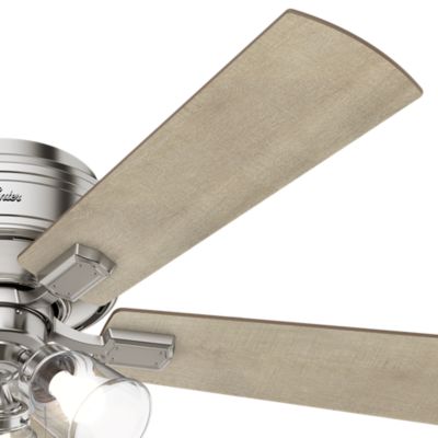 Image showing  52 in. 3-Speed Indoor Crestfield Low-Profile Ceiling Fan with LED Light Kit and Pull Chain, Brushed Nickel