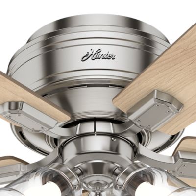 Image showing  52 in. 3-Speed Indoor Crestfield Low-Profile Ceiling Fan with LED Light Kit and Pull Chain, Brushed Nickel