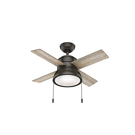 Hunter Loki Ceiling Fan With Led Light Kit And Pull Chain 36 In Copper At Tractor Supply Co - 36 Inch Ceiling Fan With Light Kit