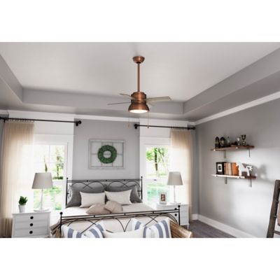 Image showing  36 in. 3-Speed Indoor Loki Ceiling Fan with LED Light Kit and Pull Chain, Copper