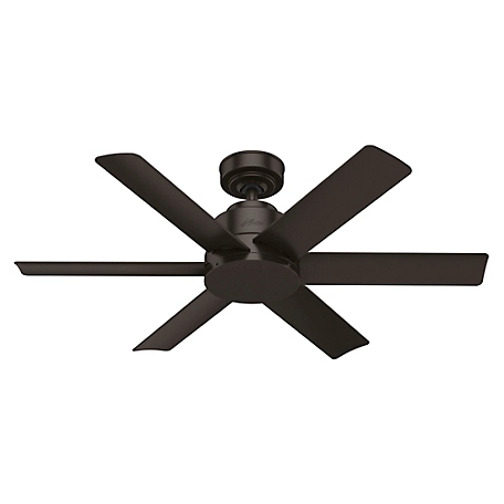 Hunter 44 in. Kennicott Damp-Rated Ceiling Fan and Wall Control, Matte Silver