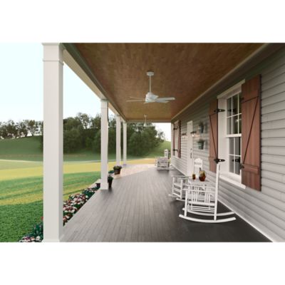 Image showing  44 in. 3-Speed Indoor/Outdoor Kennicott Damp-Rated Ceiling Fan with Wall Control, Matte Silver