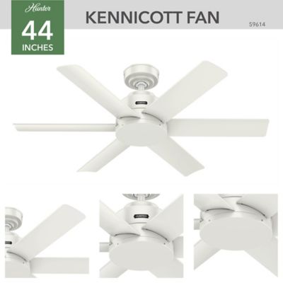 Image showing 5 th Hunter 44 in. 3-Speed Indoor/Outdoor Kennicott Damp-Rated Ceiling Fan with Wall Control, Matte Silver