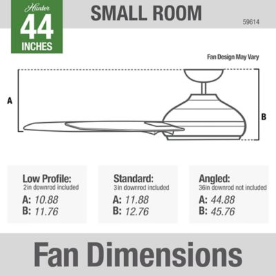 Image showing 6 th Hunter 44 in. 3-Speed Indoor/Outdoor Kennicott Damp-Rated Ceiling Fan with Wall Control, Matte Silver
